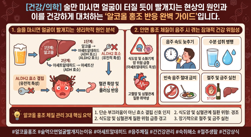 [건강/의학] 술만 마시면 얼굴이 터질 듯이 빨개지는 현상의 원인과 이를 건강하게 대처하는 ....