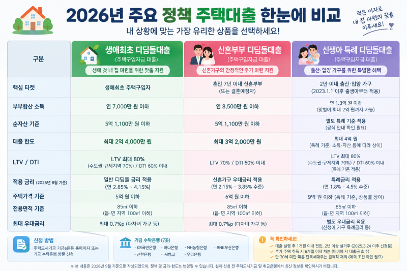 내 집 마련 이자 폭탄 피하려면? 신혼·신생아·생애최초 주택대출 조건 및 한도 비교