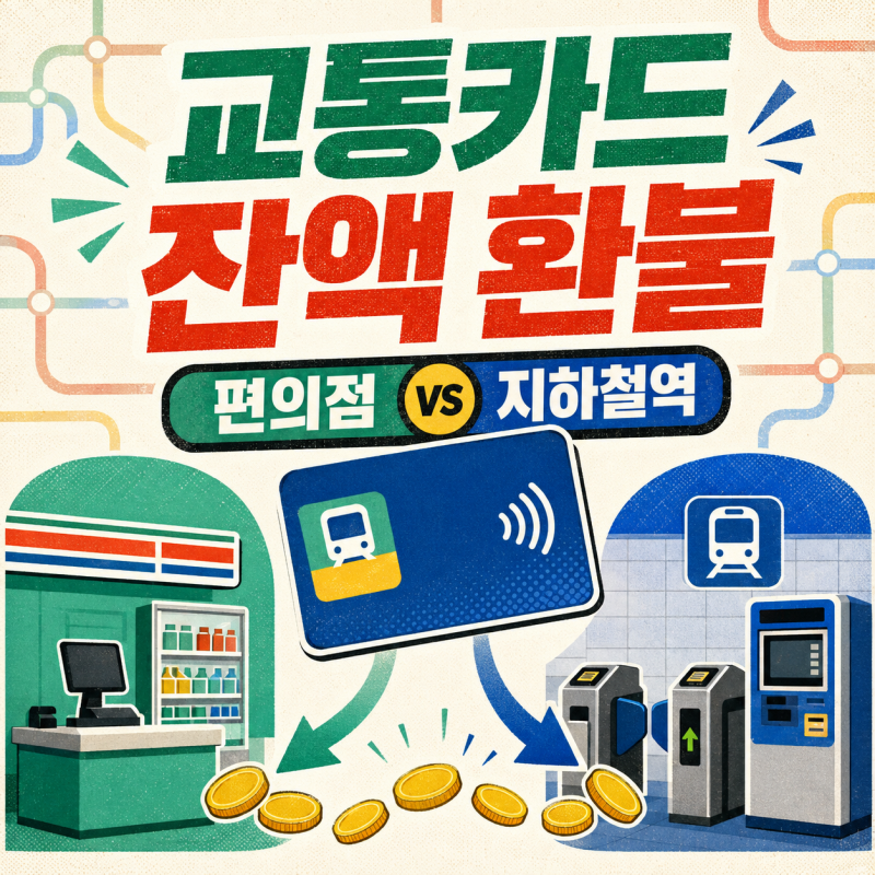 남은 교통카드 잔액 환불받는 방법, 편의점과 지하철역 차이