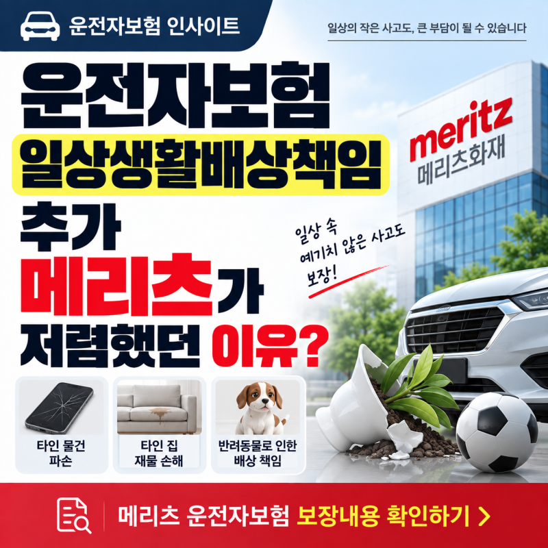 운전자보험 일상생활배상책임 추가 메리츠가 저렴했던 이유