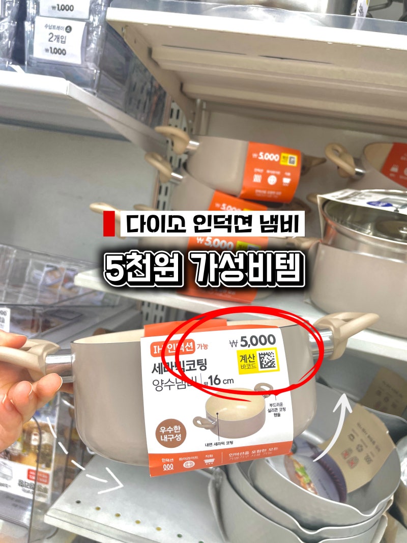 다이소 인덕션 냄비 | 세라믹코팅 양수냄비, 스테인리스 편수냄비 내돈내산