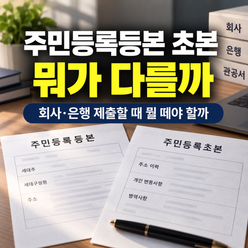 주민등록등본 초본 차이 총정리｜회사·은행 제출할 때 뭘 떼야 할까?