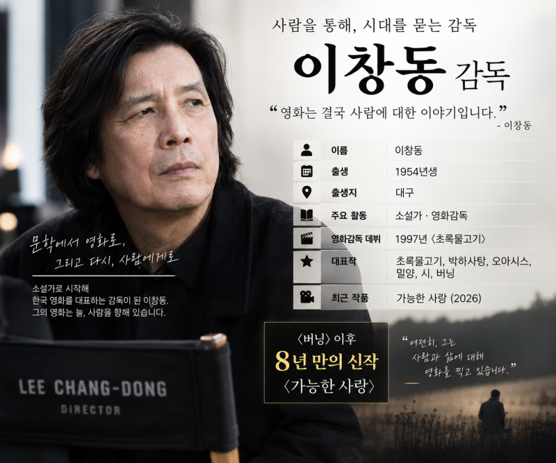 이창동 감독 프로필 가능한 사랑 출연진 개봉일 작품 총정리