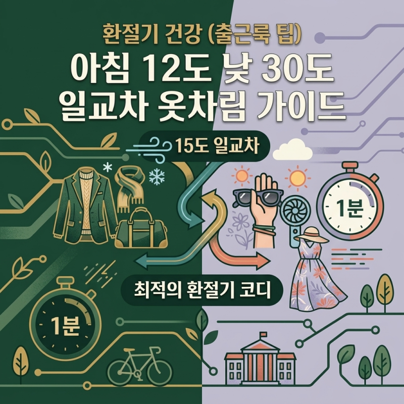 아침 12도 낮 30도 일교차 옷차림 완벽 가이드 (기온별 옷입기 환절기 출근룩 팁)