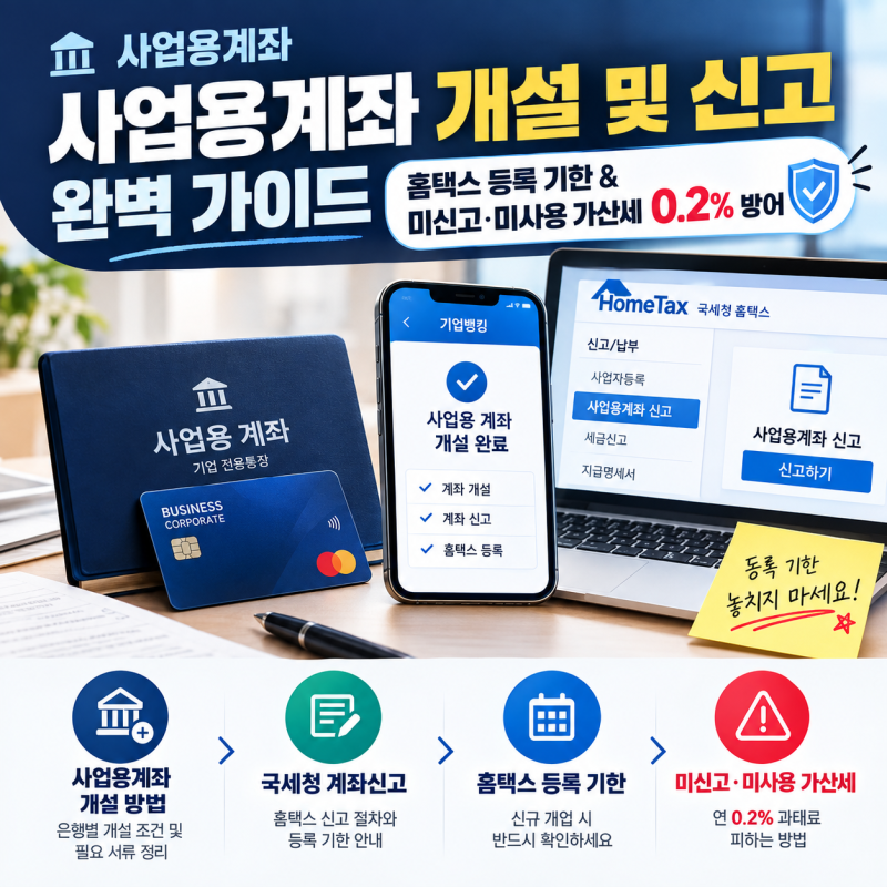 홈택스 사업용계좌 등록 및 신고 방법 (신고기한 총정리)