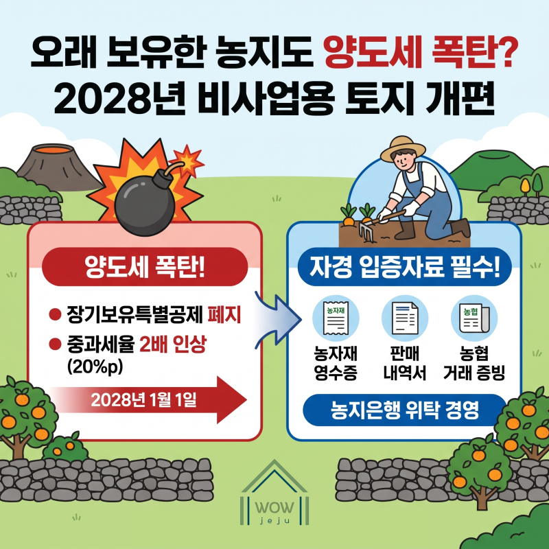 [제주 부동산 인사이트] 오래 보유한 농지도 양도세 폭탄? 2028년 비사업용 토지 개편과 자경 ....