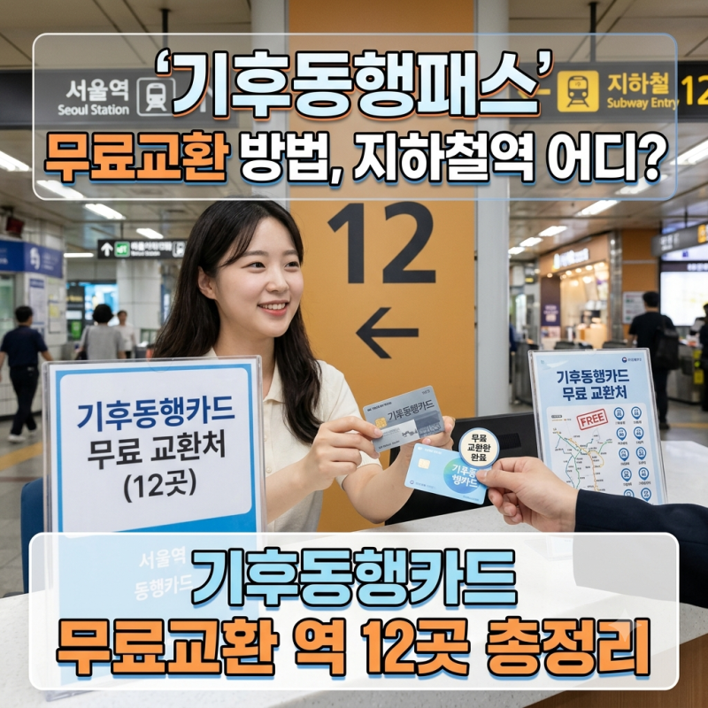 기후동행패스 무료교환 방법, 지하철역 어디? 기후동행카드 무료교환 역 12곳 총정리