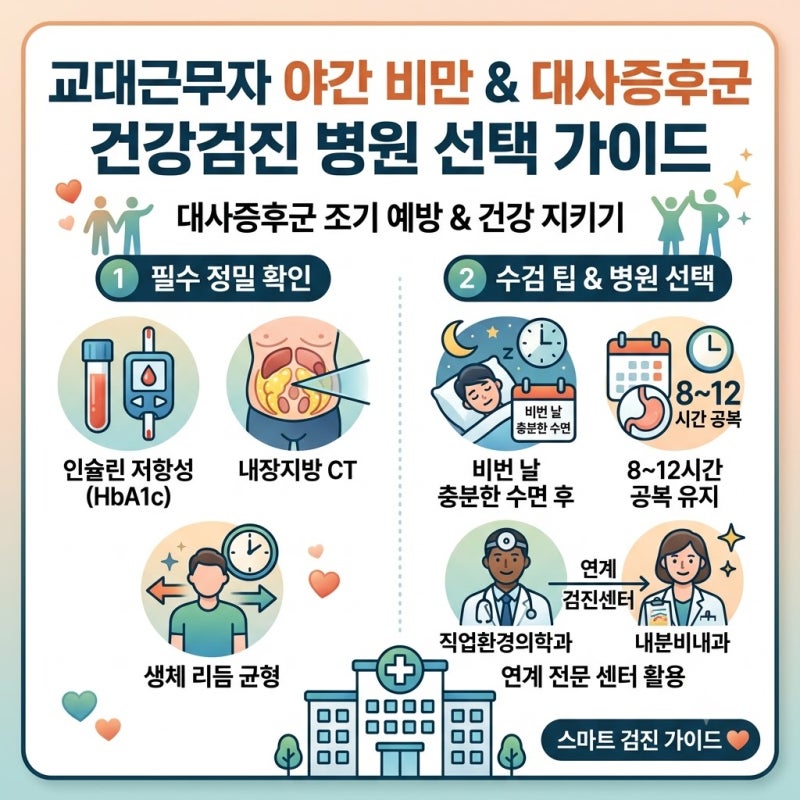 교대근무자 야간 비만 및 대사증후군 맞춤 건강검진 병원 선택 가이드