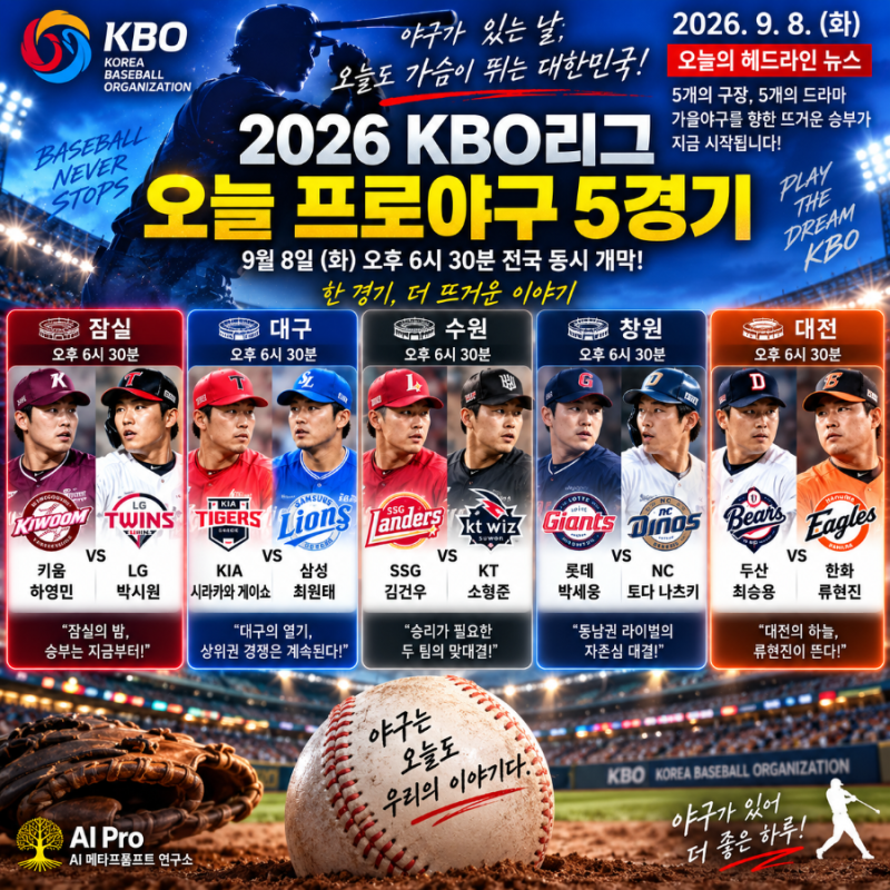 ⚾ 2026년 9월 8일 프로야구 5경기