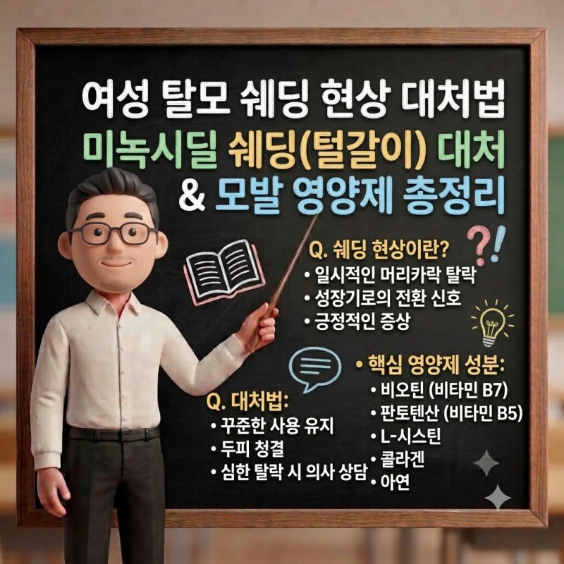 "미녹시딜 발라도 털갈이?" 여성 탈모 쉐딩 현상 대처법과 모발 영양제 성분 총정리