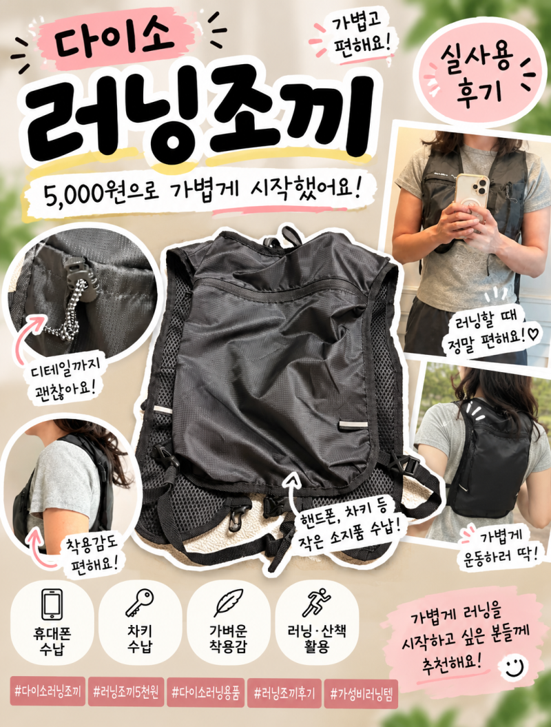 다이소 러닝조끼 몇 번 사용해보니｜5,000원 실사용 후기