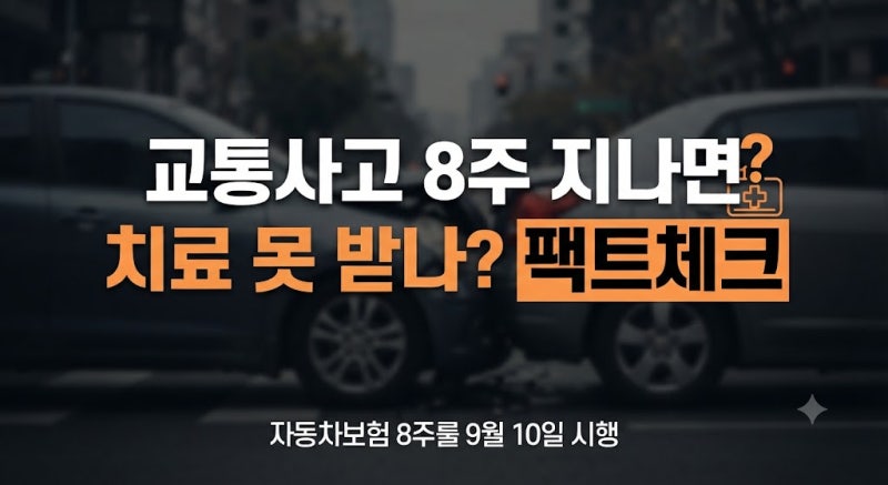 자동차보험 8주룰 9월 10일 시행, 교통사고 8주 넘으면 치료 못 받나?(+치료비·합의금·진단서)