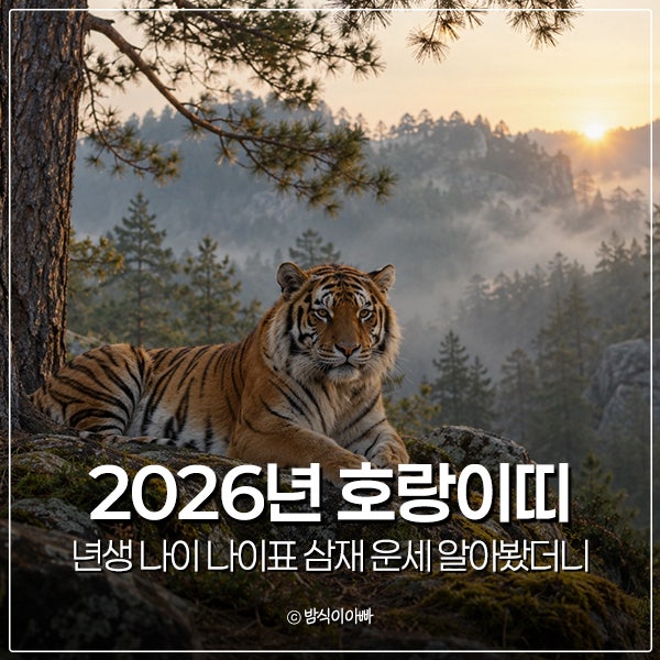 2026년 호랑이띠 년생 나이 나이표 삼재 운세 알아봤더니