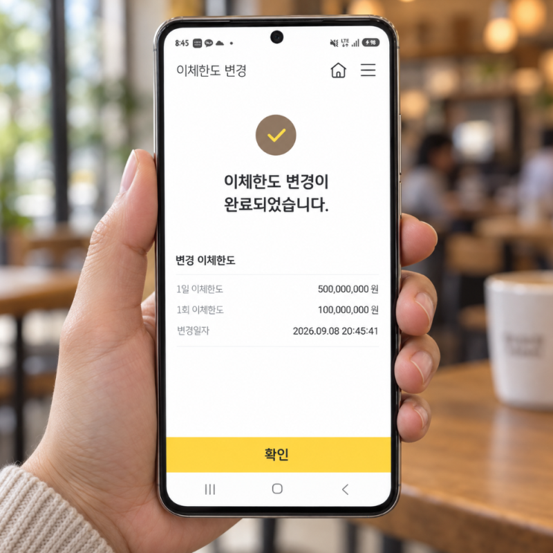 국민은행 이체한도 늘리기 증액 변경 확인 방법