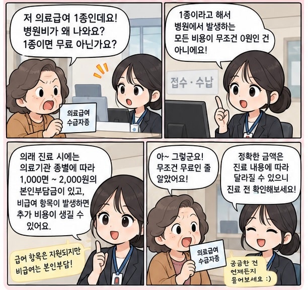 의료급여 1종, 2종 대학병원 진료비 얼마일까? 수급자 입원비, 응급실, 검사비 총정리