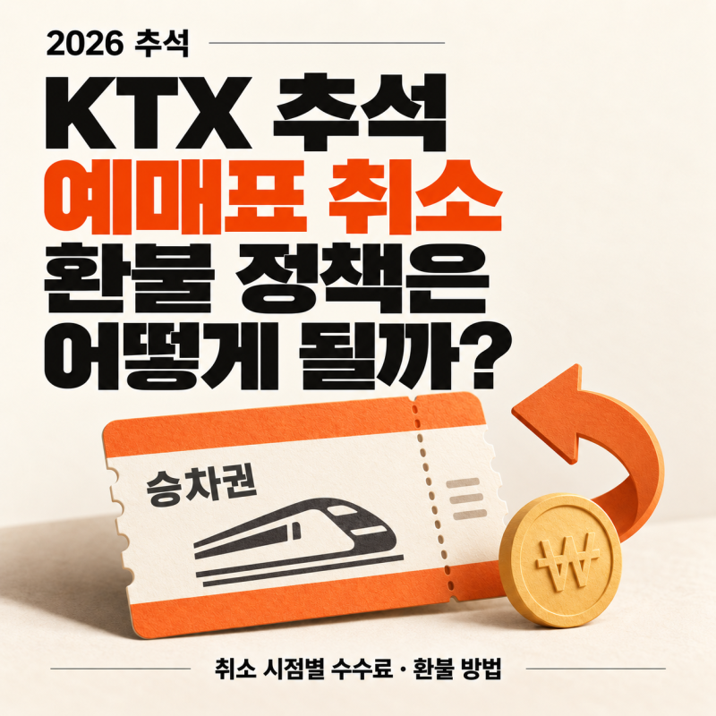 2026 추석 기차표 취소하면 얼마 돌려받을까?｜KTX 환불 수수료·취소 방법 정리
