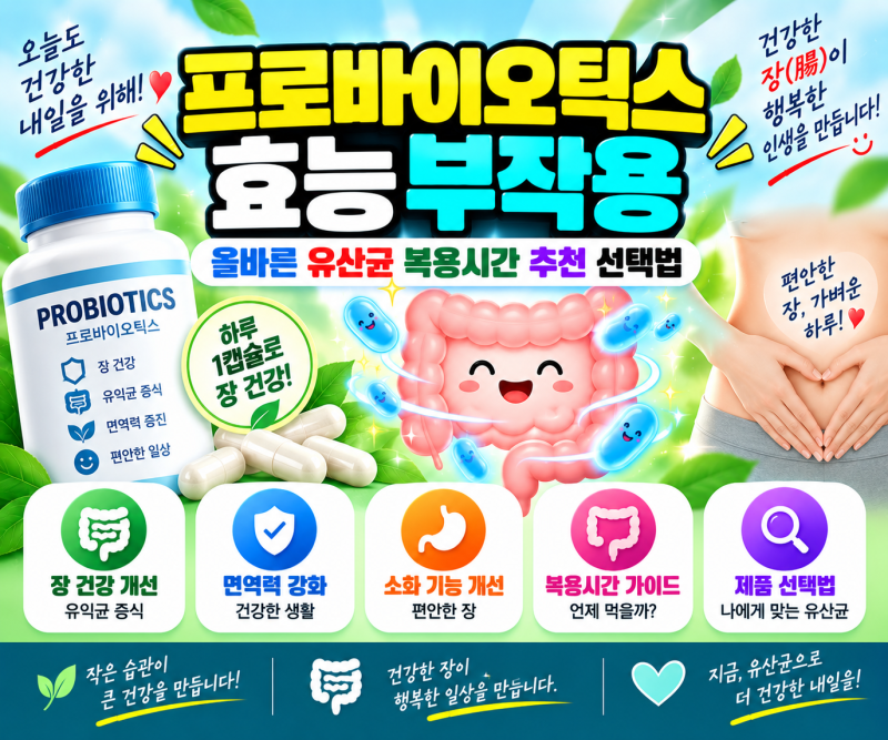 프로바이오틱스 효능 부작용 유산균 복용시간 섭취량 선택법 총정리