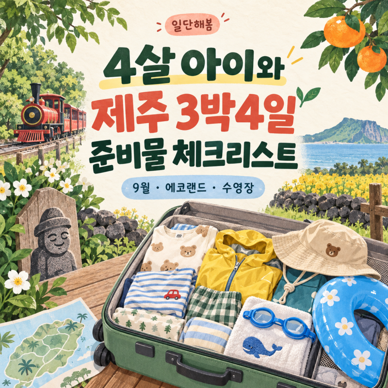 4살 아이와 제주도 3박4일 준비물 체크리스트｜9월 에코랜드 호텔 수영장 짐싸기