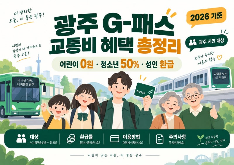 광주 버스비 어린이 0원｜G-패스 대상·환급률·신청방법 총정리