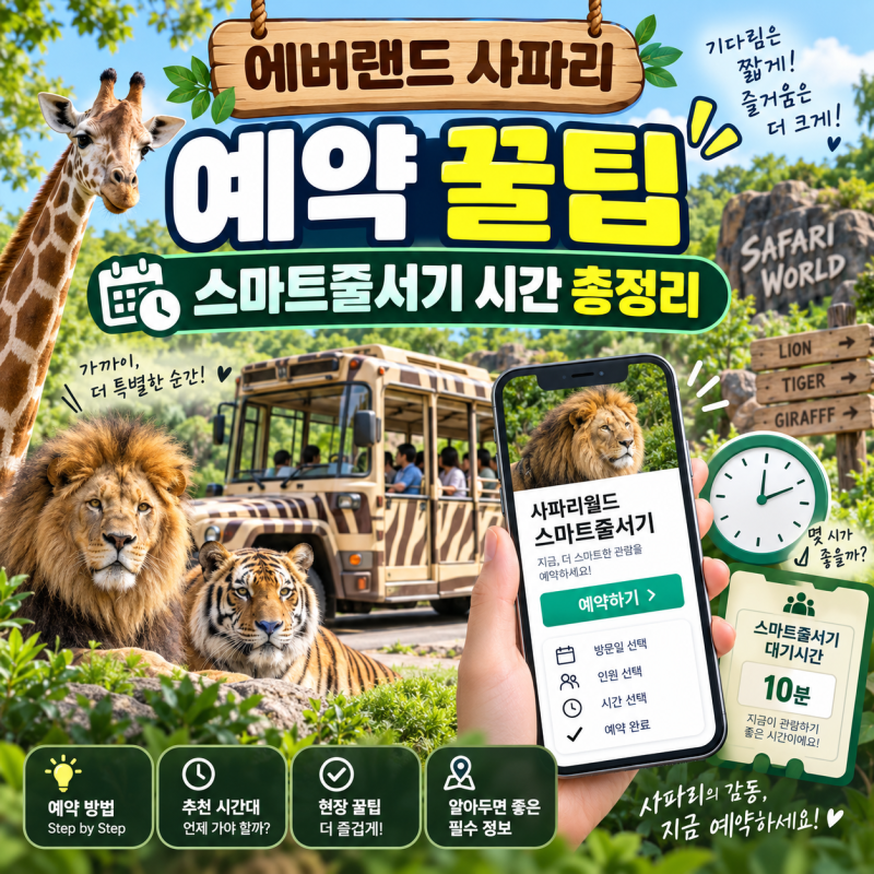 에버랜드 사파리 예약 꿀팁 및 스마트줄서기 시간 총정리