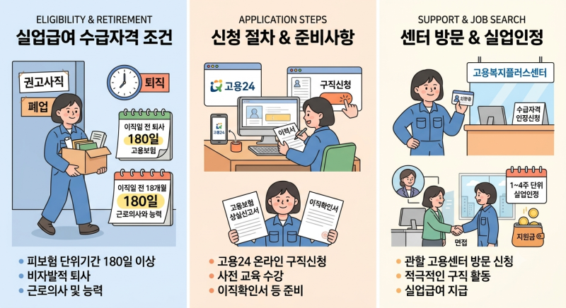 실업급여 조건 및 신청방법 그리고,이직확인서