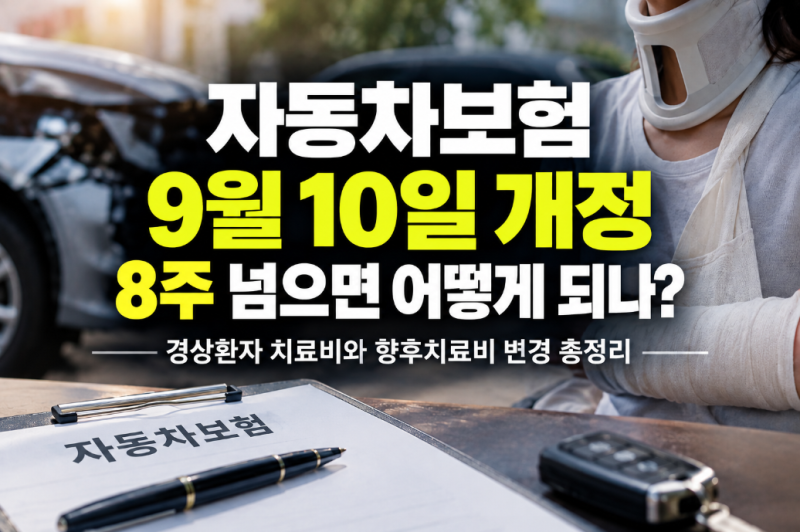 자동차보험 9월 10일 개정, 8주 넘으면 어떻게 되나? 경상환자 치료비와 향후치료비 변경 총정....