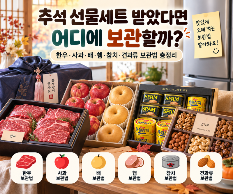 추석 선물세트 받았다면 어디에 보관할까?한우·사과·배·햄·참치·견과류 보관법 총정리
