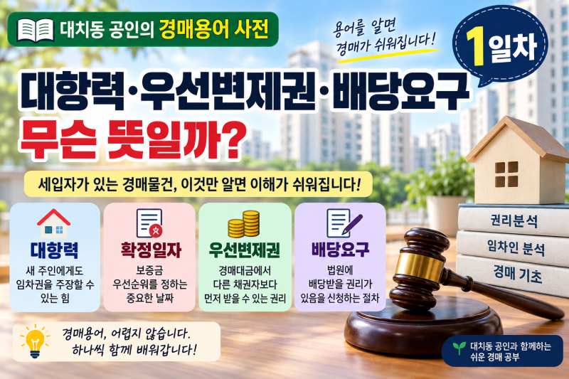 【오늘의 경매용어 1】 ①대항력·②우선변제권·③배당요구, 도대체 무슨 뜻일까?