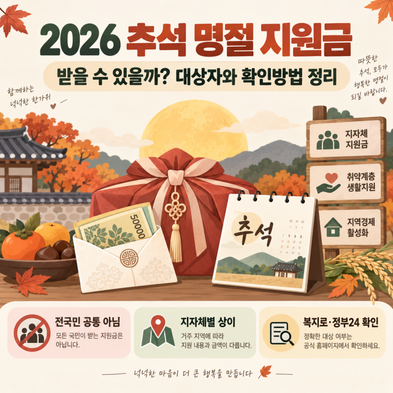 2026 추석 명절 지원금 받을 수 있을까? 대상자와 확인방법 정리