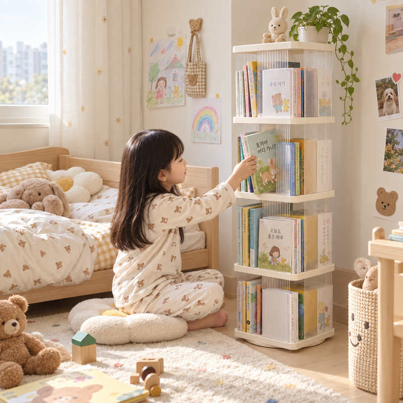 몰리 4단 회전책장 좁은 아이방 그림책 수납 후기