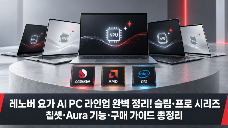 레노버 요가 AI PC 라인업 완벽 정리! 슬림·프로 시리즈 칩셋·Aura 기능·구매 가이드 총정리