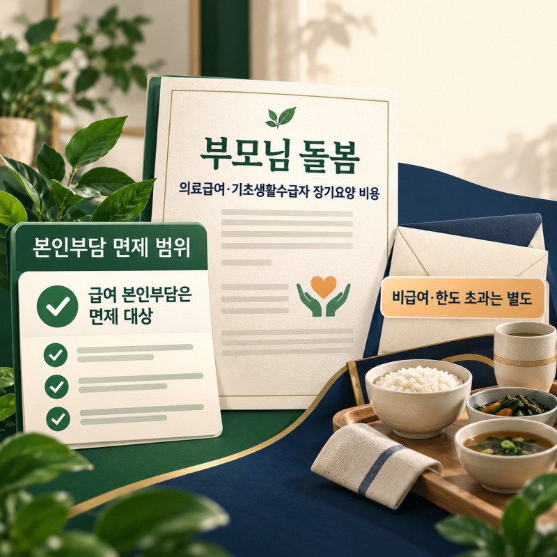 의료급여 기초생활수급자는 장기요양 비용이 얼마? 본인부담 면제 범위