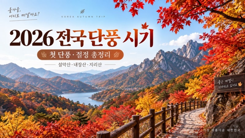 2026 전국 첫 단풍 시기 공개｜설악산·내장산·지리산 절정 일정 총정리
