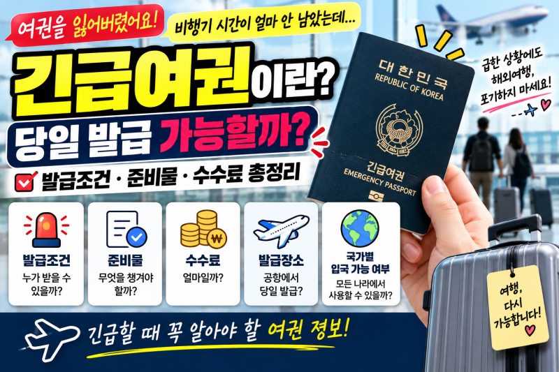 긴급여권이란?｜당일 발급 가능할까? 발급조건·준비물·수수료 총정리