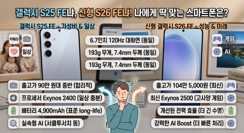 갤럭시 S25 FE냐, 신형 S26 FE냐! 나에게 딱 맞는 스마트폰은?