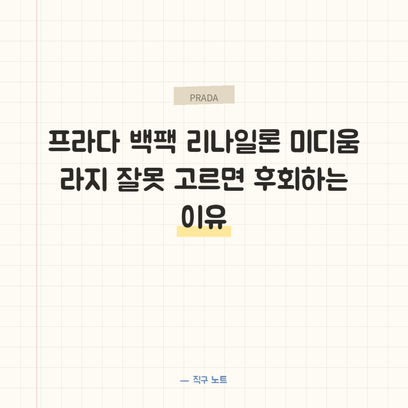프라다 백팩 리나일론 미디움 라지 잘못 고르면 후회하는 이유