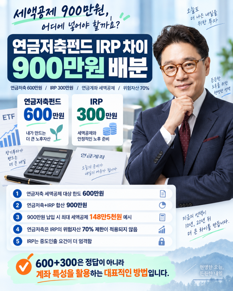 연금저축펀드 IRP 차이, 세액공제 900만원 어떻게 나눌까?