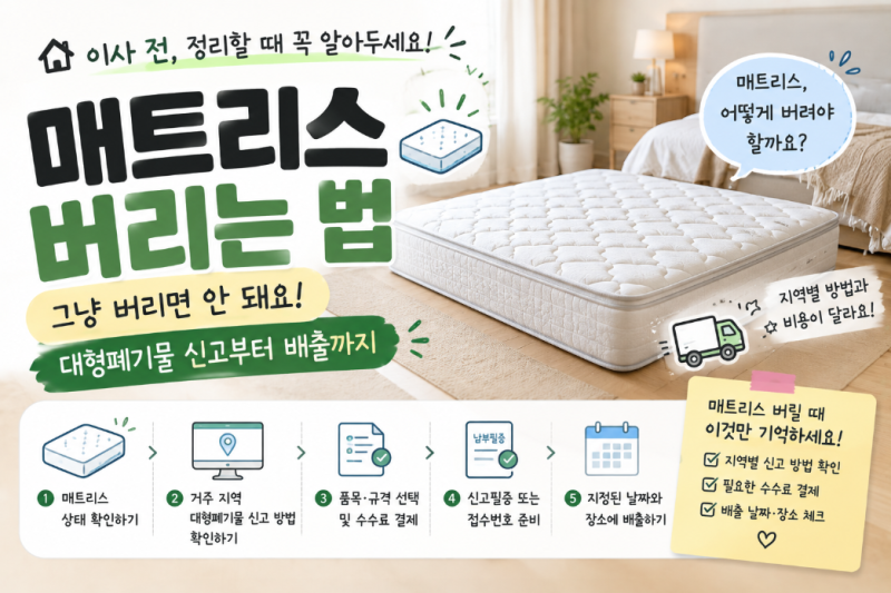침대 매트리스 버리는 법 대형폐기물로 버려야할까