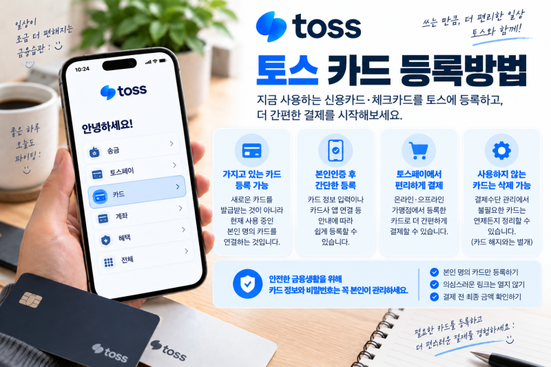 토스 카드 등록방법｜신용카드·체크카드 추가하고 삭제하는 법