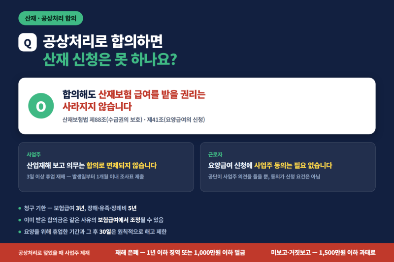 [산업재해] 공상처리로 합의하면 산재 신청은 못 하나요?