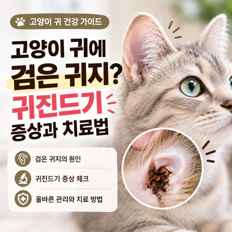고양이 귀에 검은 귀지가? 귀진드기 증상과 치료법 (세종 고양이 귀진드기 치료)