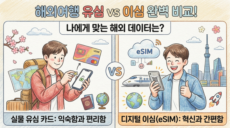 해외여행 필수 유심 vs eSIM 차이점 & 장단점 비교 | 나에게 맞게 고르는 법