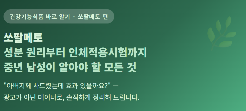 쏘팔메토성분 원리부터 인체적용시험까지 중년 남성이 알아야 할 모든 것