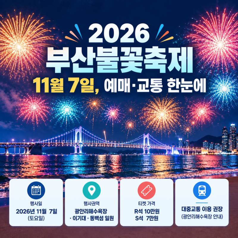 2026 부산불꽃축제 일정, R석 10만원·S석 7만원
