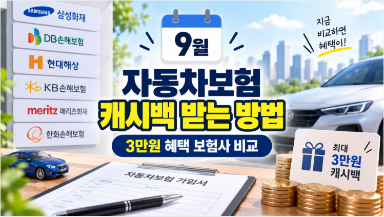 자동차보험 9월 캐시백 받는 방법 | 최대 3만원 혜택 보험사 비교