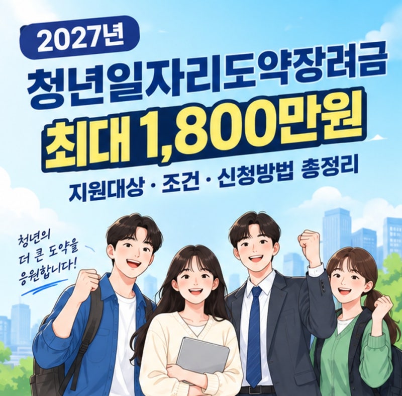 청년일자리도약장려금 1800만원, 2027년 지원대상·조건·신청방법 총정리