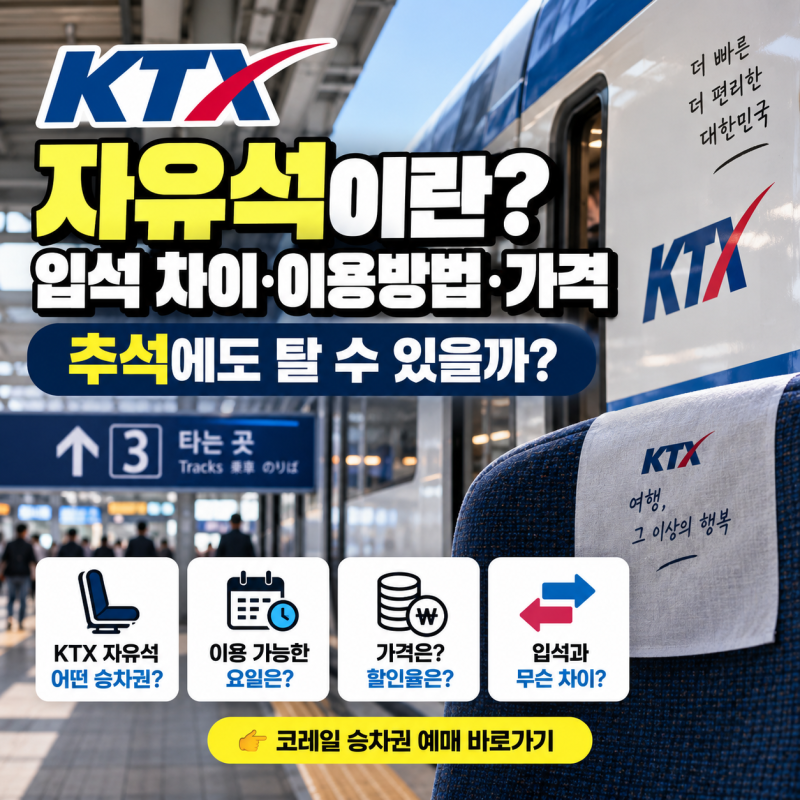 KTX 자유석이란? 입석 차이·이용방법·가격｜추석에도 탈 수 있을까?