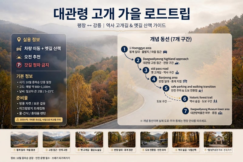 대관령 옛길 가을 드라이브｜고속도로로 지나가면 볼 수 없습니다, 숲과 단풍 따라 천천히 ....