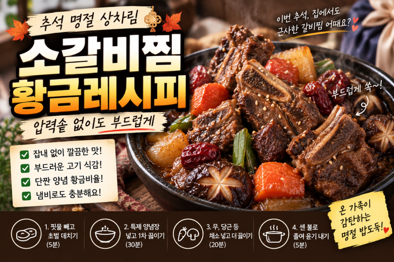 추석 LA갈비찜 황금레시피! 압력솥 없이 냄비로 부드럽게 만드는 소갈비 양념 비율