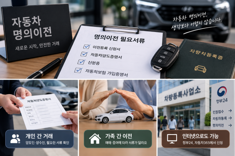 자동차 명의이전 필요서류 총정리 (+가족간·개인간 이전)